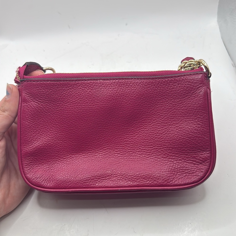 Coach Nolita Shoulder Bag Wristlet Clutch Baguette Purse Pink Pebble Leather - Picture 6 of 16
